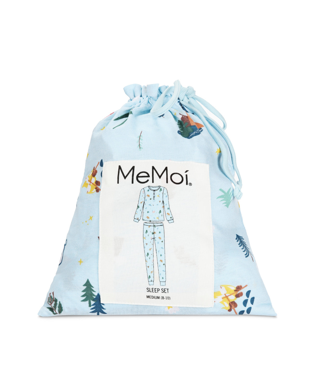 Women's Bear and Campfire Fun Two-Piece PJ Set in a Bag : Color: Sky Blue