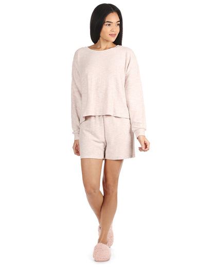 Women's Hacci Matching Short and Long Sleeve Pajama Set : Color: Blush