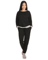 Women's Hacci Matching Pullover Top and Jogger Pants Set : Color: Black