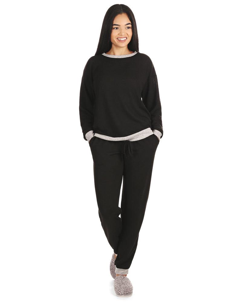 Women's Hacci Matching Pullover Top and Jogger Pants Set