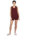 Women's 2 Piece Sweater Knit Tank Top and Shorts Set : Color: Brick