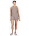 Women's 2 Piece Sweater Knit Tank Top and Shorts Set : Color: Stone