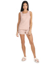 Women's 2 Piece Cozy Fleece Tank Top and Shorts Pajama Set : Color: Blush