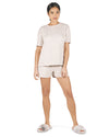 Women's 2 Piece Leopard Print Velour Short Pajama Set : Color: Ivory