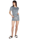 Women's Soft Velour Matching Shorts and T-Shirt Set : Color: Dusty Teal