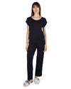 Women's Cap Sleeve T-Shirt and Matching Pants Set : Color: Navy