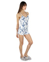 Women's Scalloped Edge Matching Blue Floral Two-Piece PJ Set : Color: Blue