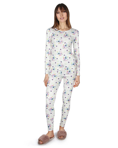 Women's Scalloped Edge Floral Two-Piece PJ Set : Color: Lavender