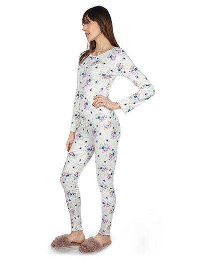 Women's Scalloped Edge Floral Two-Piece PJ Set : Color: Lavender