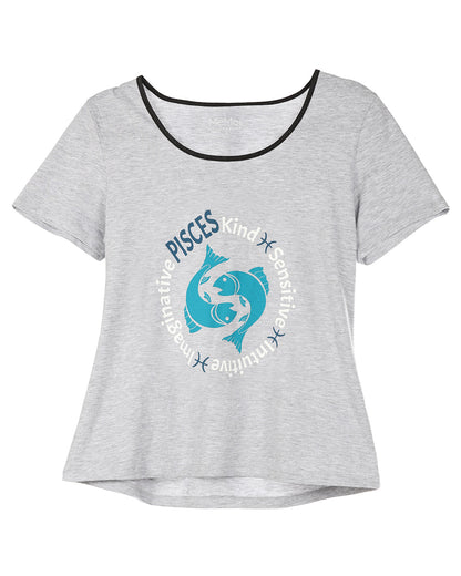Women's Pisces Zodiac Sign PJ Short Set : Color: Med Gray Heather