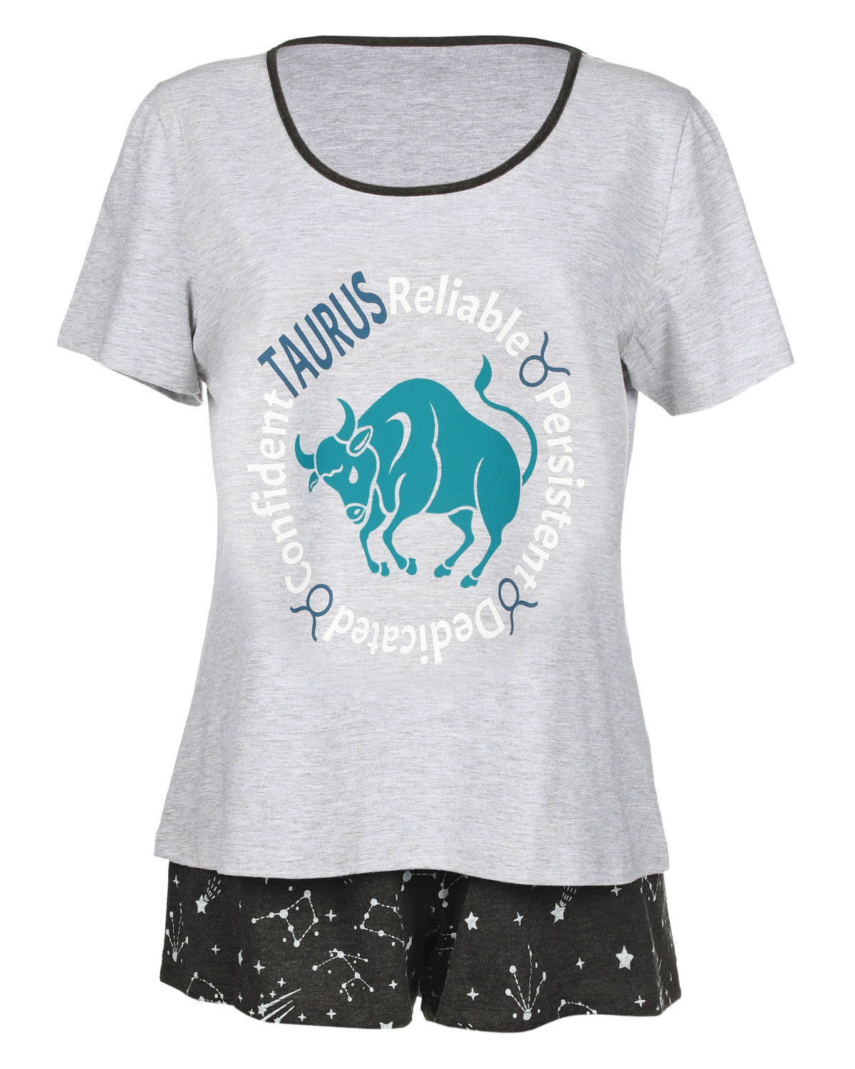 Women's Taurus Zodiac Sign PJ Short Set : Color: Med Gray Heather