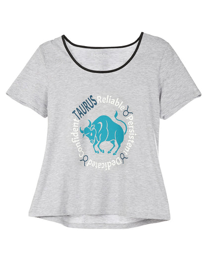 Women's Taurus Zodiac Sign PJ Short Set : Color: Med Gray Heather