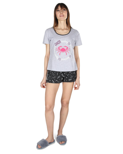 Women's Cancer Zodiac Sign PJ Short Set : Color: Med Gray Heather