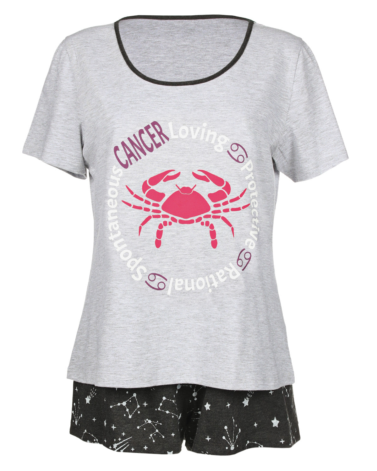 Women's Cancer Zodiac Sign PJ Short Set : Color: Med Gray Heather
