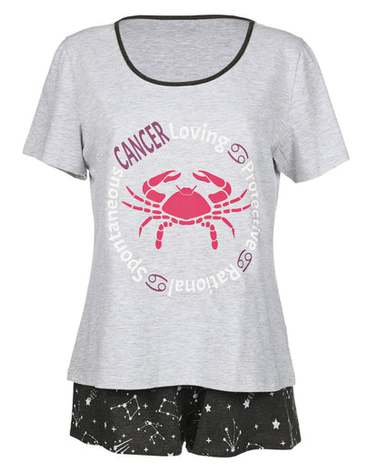 Women's Cancer Zodiac Sign PJ Short Set : Color: Med Gray Heather