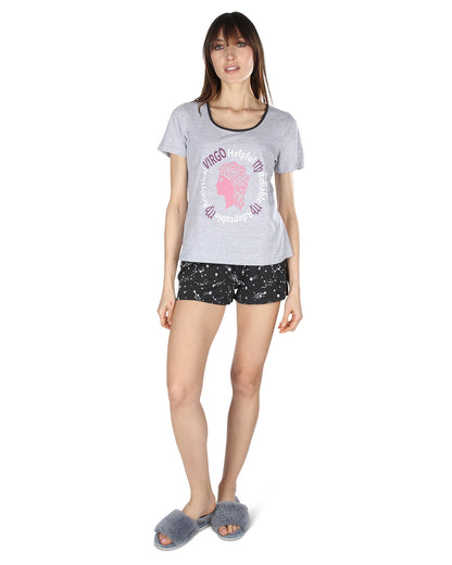 Women's Virgo Zodiac Sign PJ Short Set : Color: Med Gray Heather