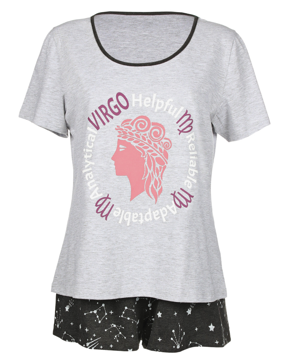 Women's Virgo Zodiac Sign PJ Short Set : Color: Med Gray Heather