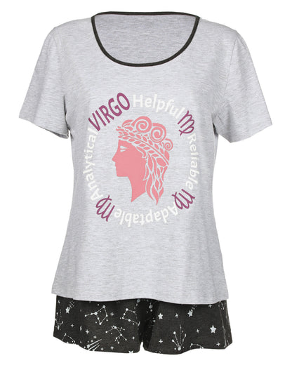 Women's Virgo Zodiac Sign PJ Short Set : Color: Med Gray Heather