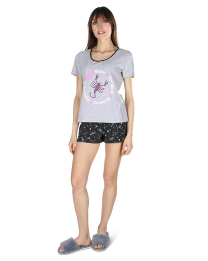 Women's Scorpio Zodiac Sign PJ Short Set : Color: Med Gray Heather