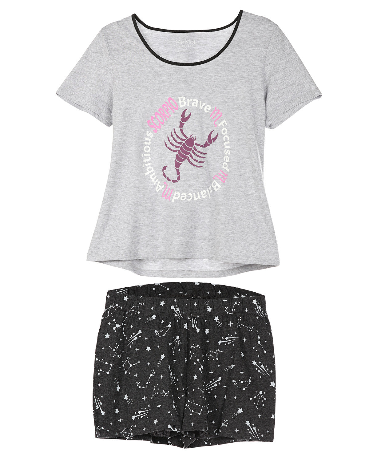 Women's Scorpio Zodiac Sign PJ Short Set : Color: Med Gray Heather