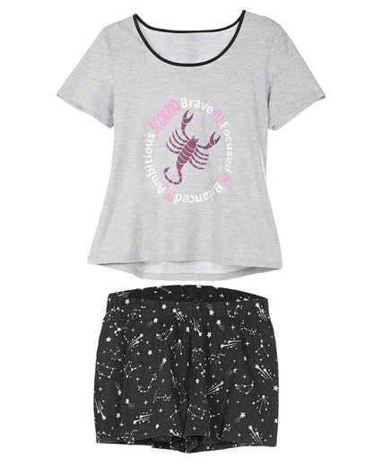 Women's Scorpio Zodiac Sign PJ Short Set : Color: Med Gray Heather