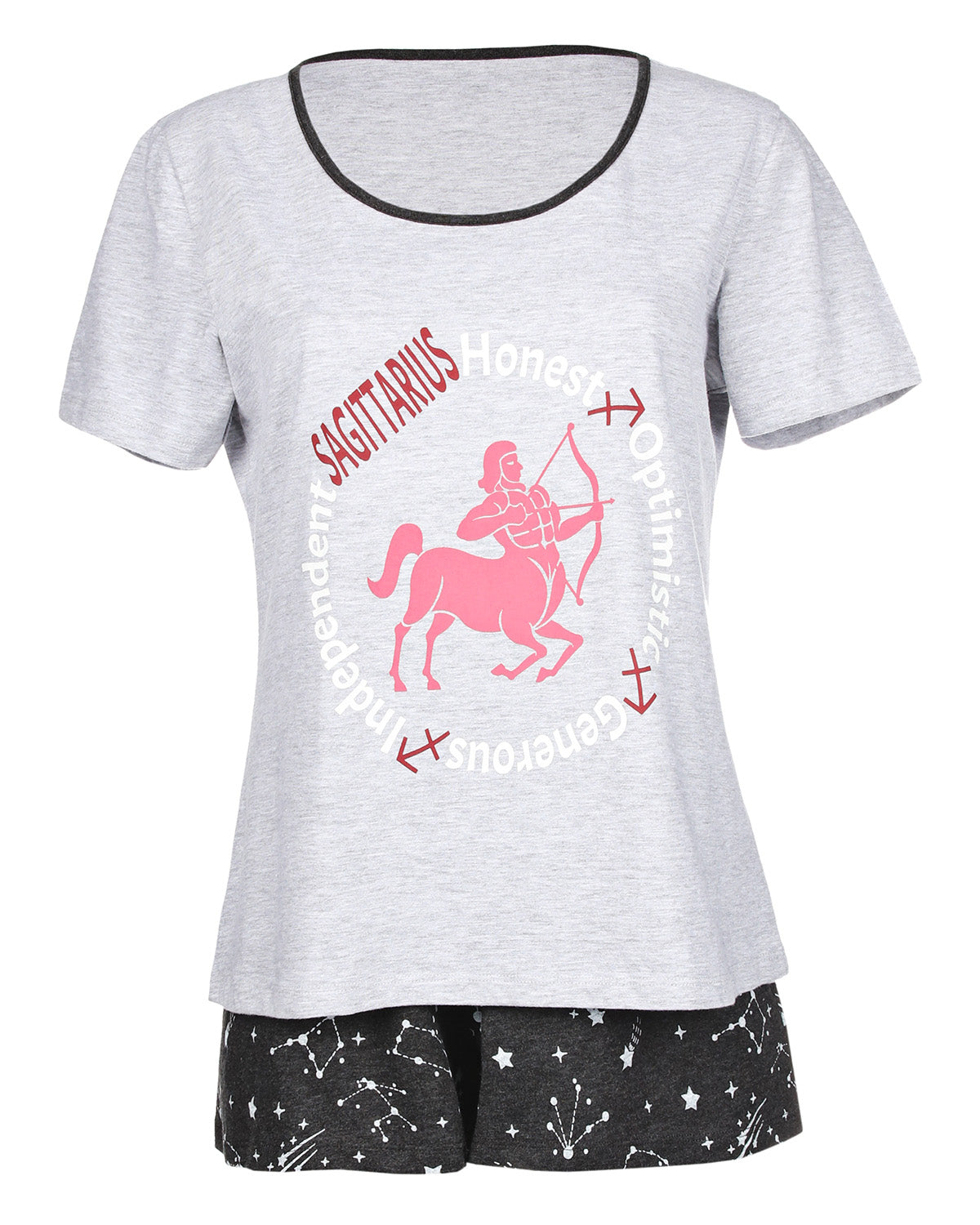 Women's Sagittarius Zodiac Sign PJ Short Set : Color: Med Gray Heather