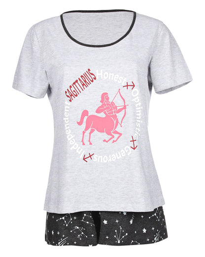 Women's Sagittarius Zodiac Sign PJ Short Set : Color: Med Gray Heather