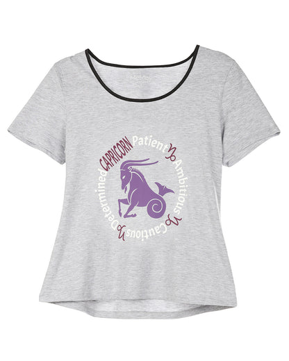 Women’s Capricorn Zodiac Sign PJ Short Set : Color: Med Gray Heather
