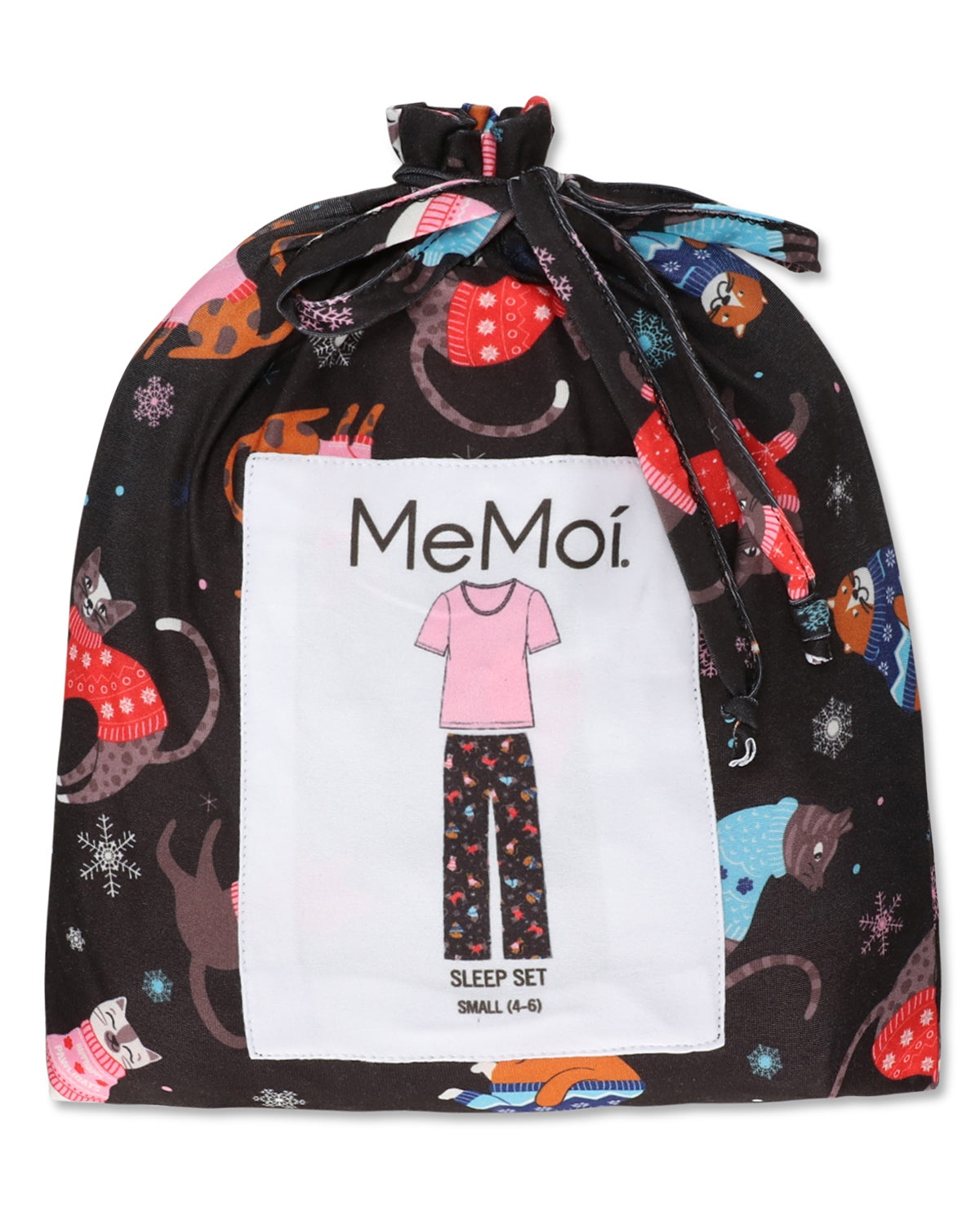 Women's Sweater Cats Two Piece PJ Set in a Bag : Color: Black