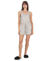 Women's Soft Waffle Bamboo Blend Short Romper with Cinched Waist : Color: Gray Heather