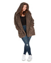 Women's Marled Plush Hooded Lounge Sweater with Shawl Collar : Color: Pebble Brown