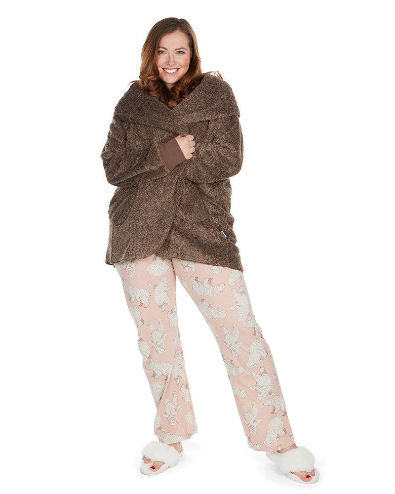 MeMoi Collection Marled Plush Hooded Lounge Sweater