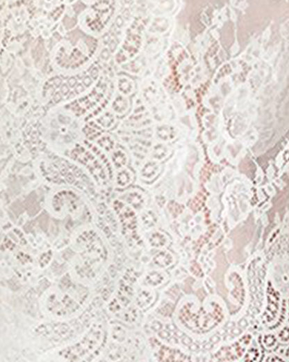 Women's Bell Sleeve Lace Robe with Eyelash Scalloped Hem : Color: Vanilla Ice