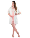 Women's Peach Pink Lace Trim Lightweight Cotton Blend Robe : Color: Light Gray Heather