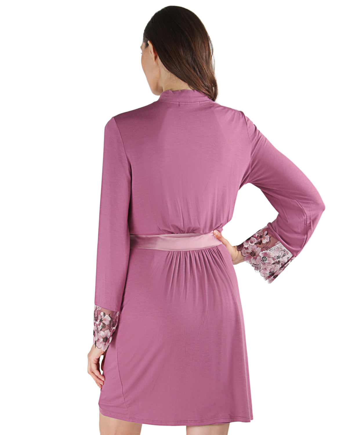 Women's Enchanted Romance Floral Accent Embroidered Robe : Color: Tulipwood