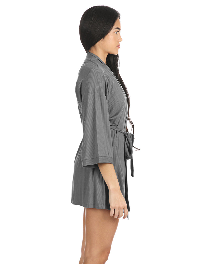 Women's Luxe Ribbed Open-Front Short Robe