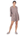 Women's Warm Sweater Knit Short Open-Front Lounge Robe : Color: Stone