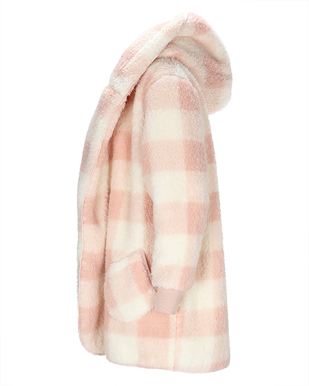 Women's Plaid Plush Hooded Cardigan : Color: Blush