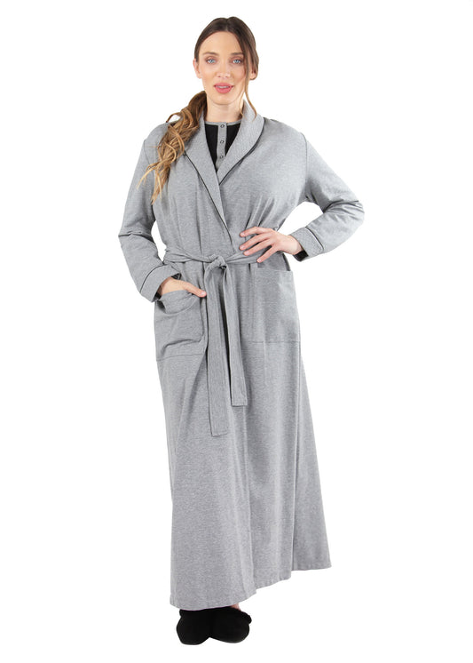 Women's Cotton Blend Heavy Quilted Full-Length Robe : Color: Gray Heather