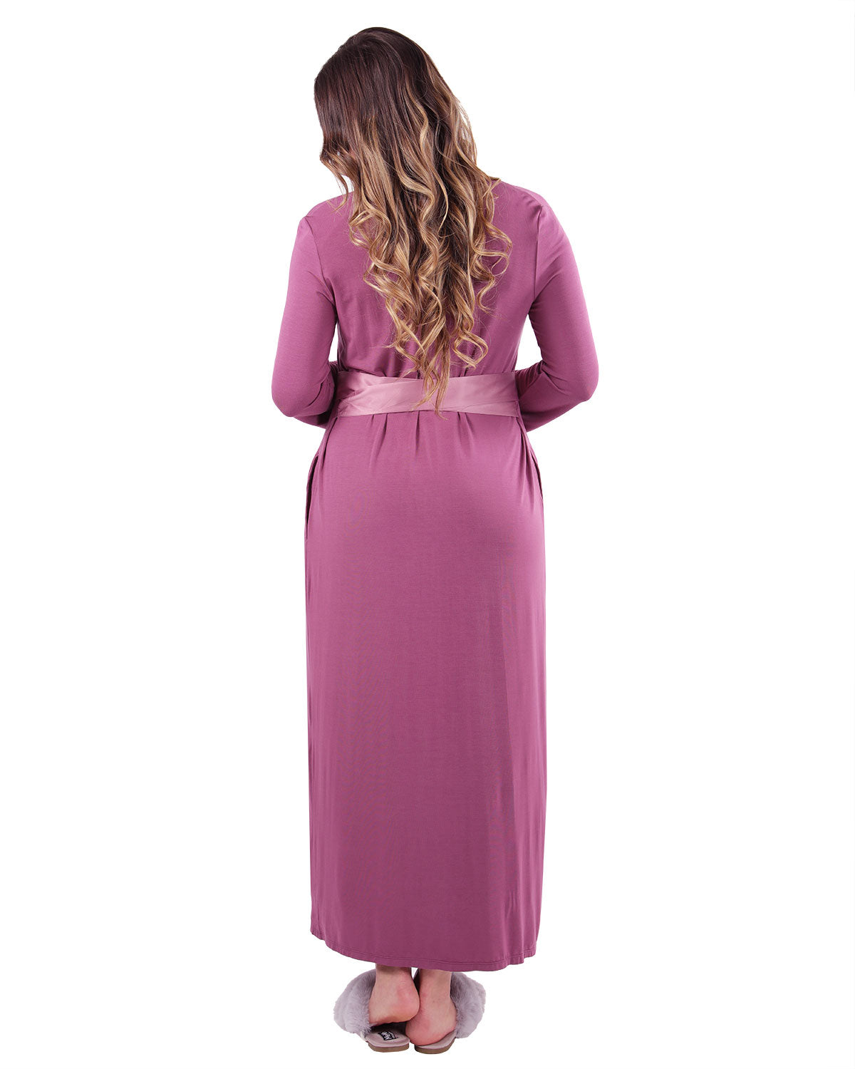 Women's Enchanted Romance Floral Embroidered Full Length Robe : Color: Tulipwood