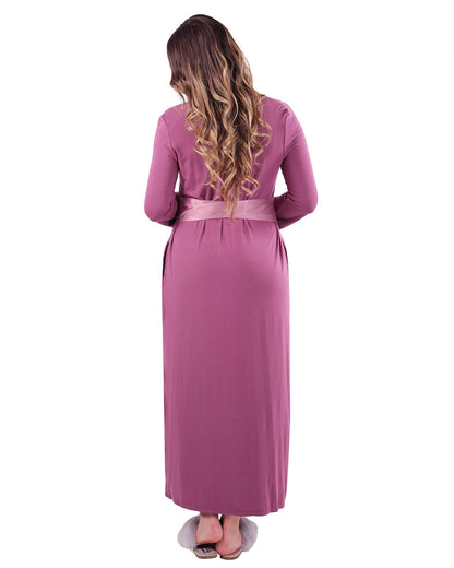 Women's Enchanted Romance Floral Embroidered Full Length Robe : Color: Tulipwood