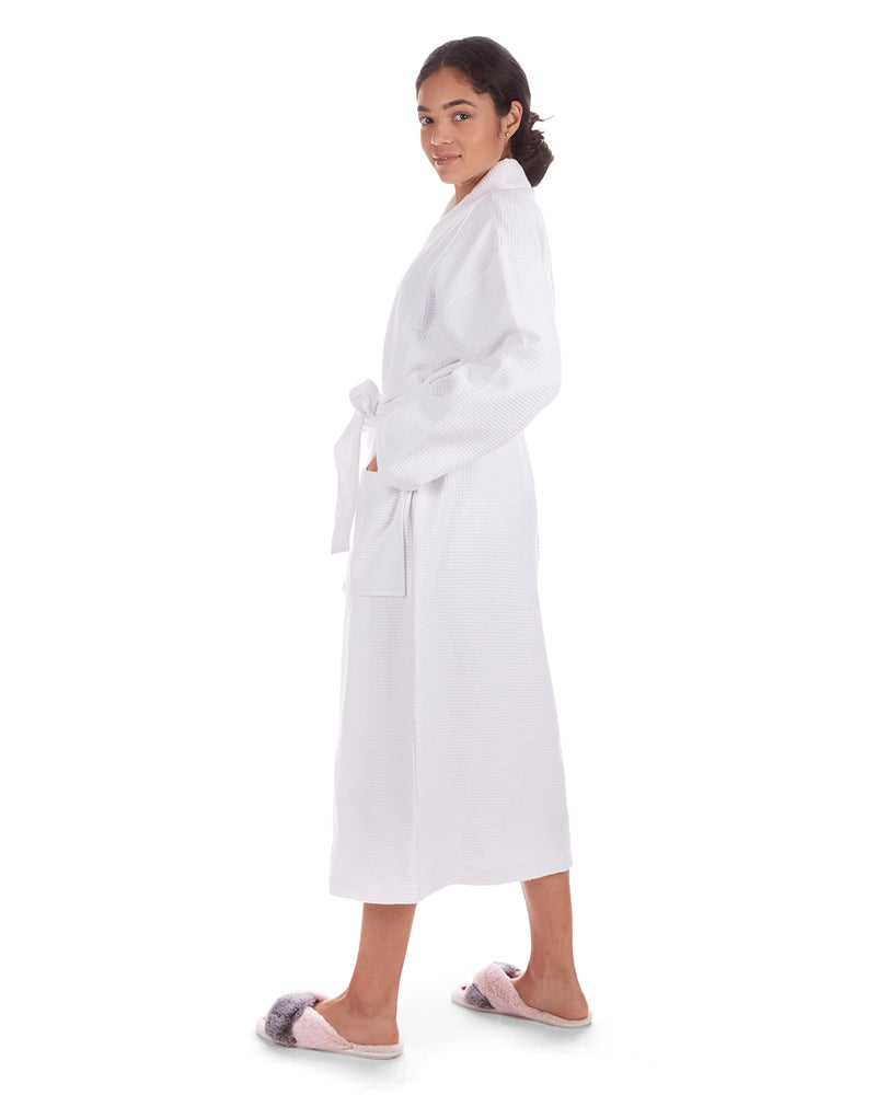 Women's 100% Cotton Woven Waffle Spa-Style Kimono Robe