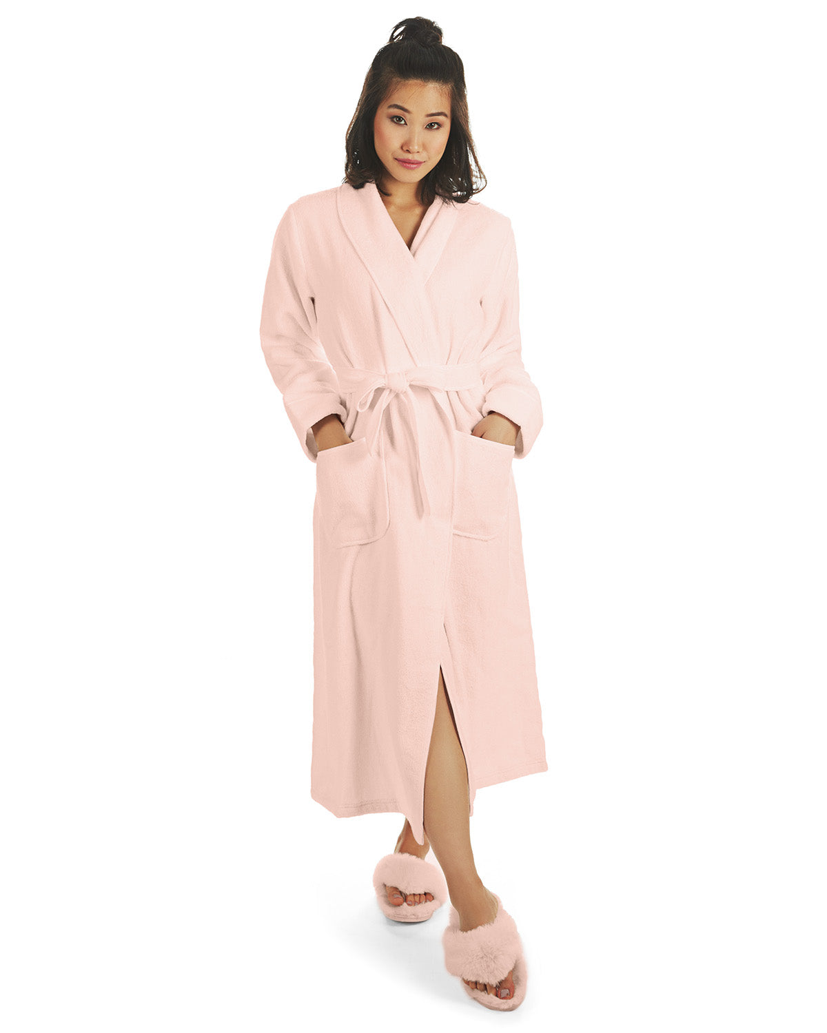 Women's 100% Cotton Zero Twist Woven Loop Terry Robe : Color: Pink