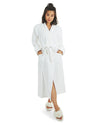 Women's 100% Cotton Zero Twist Woven Loop Terry Robe : Color: White