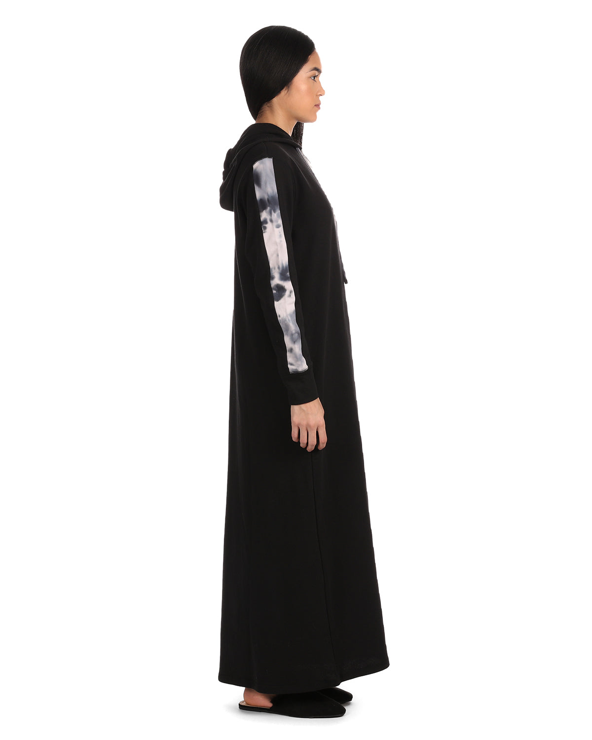 Women's Cotton Blend French Terry Ankle-Length Zip Robe : Color: Black