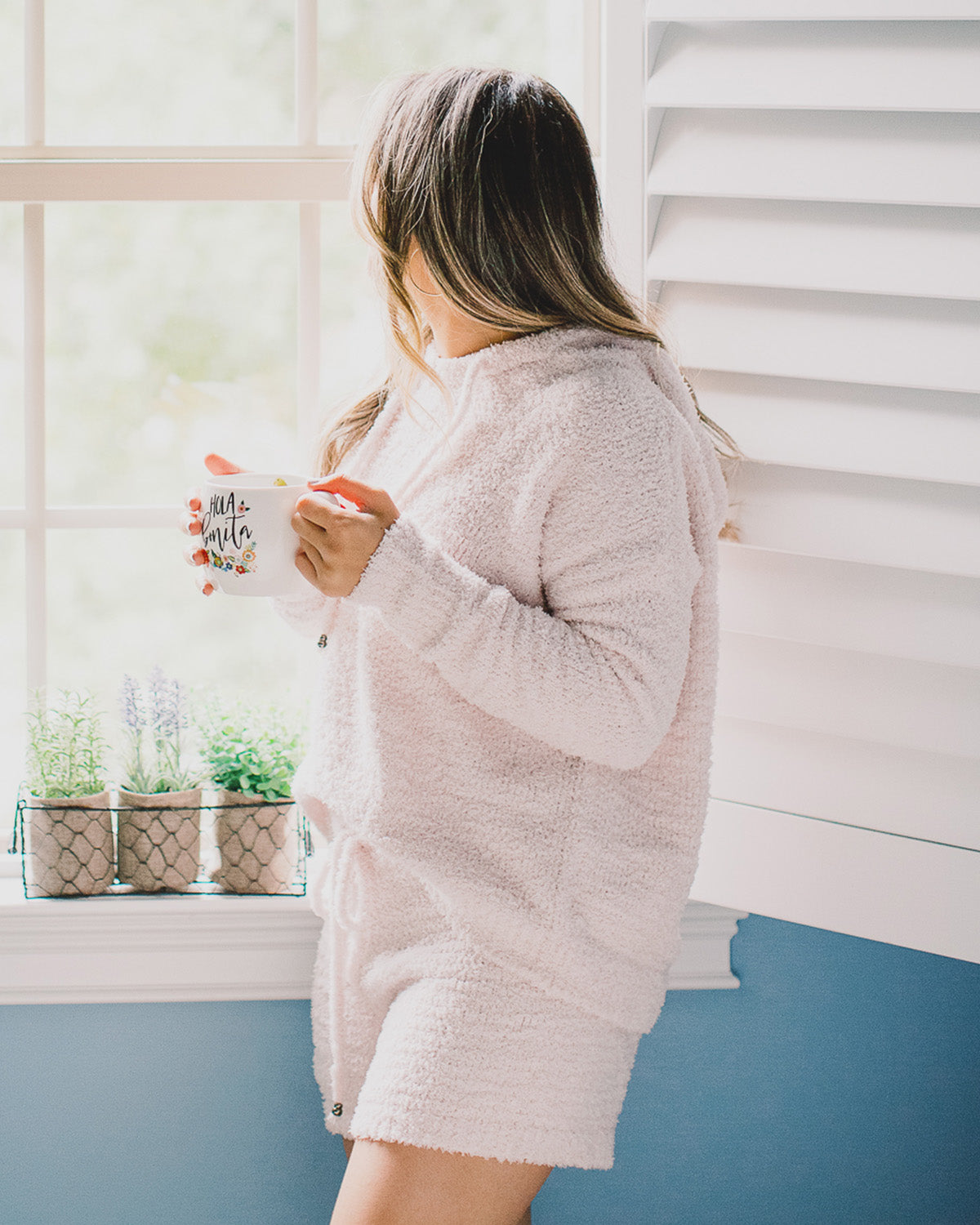 Women's Ultra-Plush Chenille Drawstring Lounge Shorts : Color: Pink