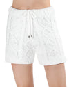 Women's Marshmallow Soft Cable Knit Drawstring Shorts : Color: White