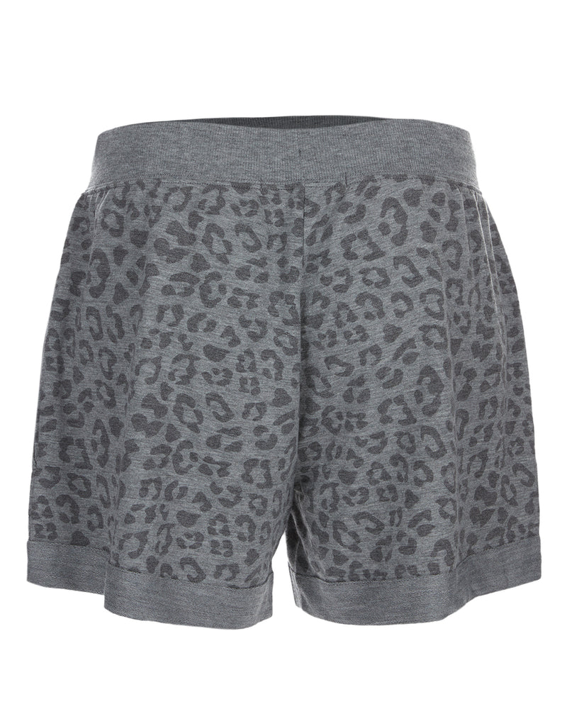 Women's Leopard Print Heathered Terry Lounge Shorts