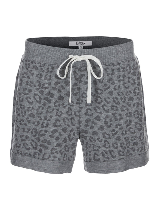 Women's Leopard Print Heathered Terry Lounge Shorts : Color: Gray Heather