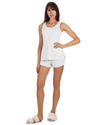 Women's Soft Knit Ribbed Slub Loose Fit Lounge Shorts : Color: White